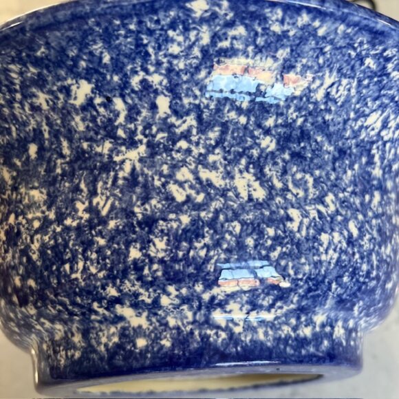 Molly Dallas Blue Spatterware Pottery - Extra Large Serving Bowl Dish - 11.5" D - Picture 6 of 11